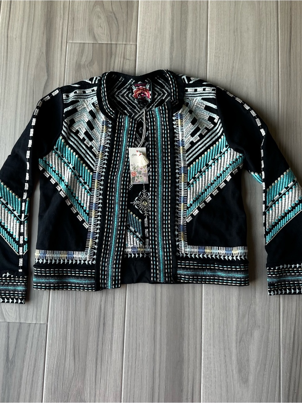 Johnny Was French Terry Mixed Media Jacket